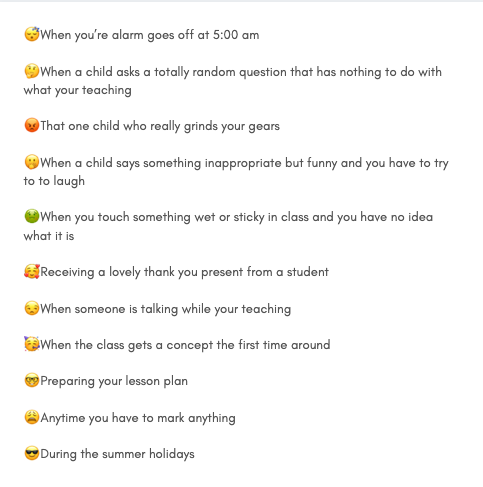 The day in the life of a teacher as told through emojis