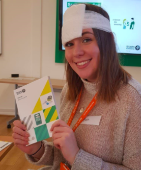 Beth, one of the team at Smile Education, during her First Aid Training 