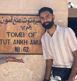 North-West Director Kash stood outside tomb of Tutankhamun