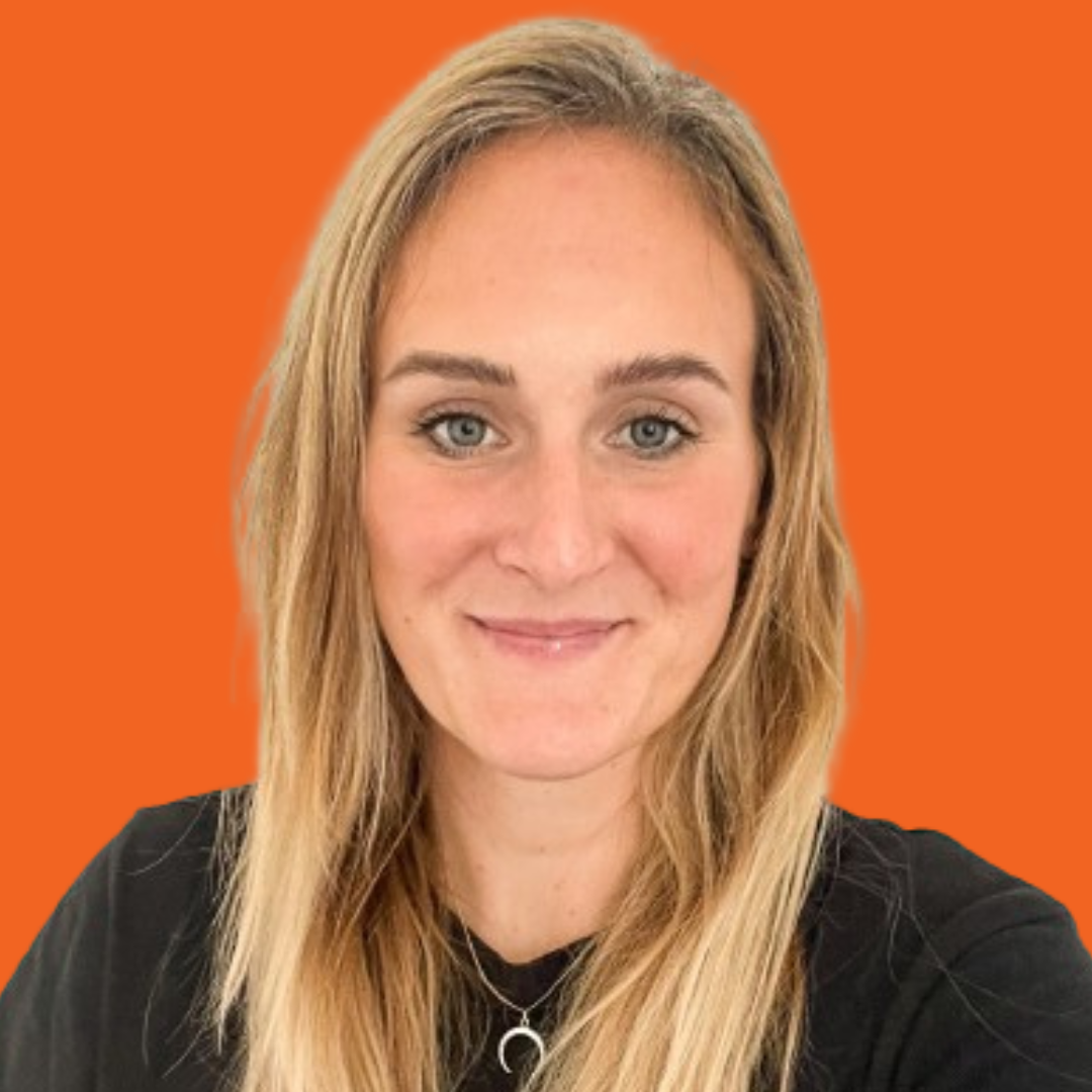 Headshot of Recruitment Consultant Sarah from Smile Education on an orange background