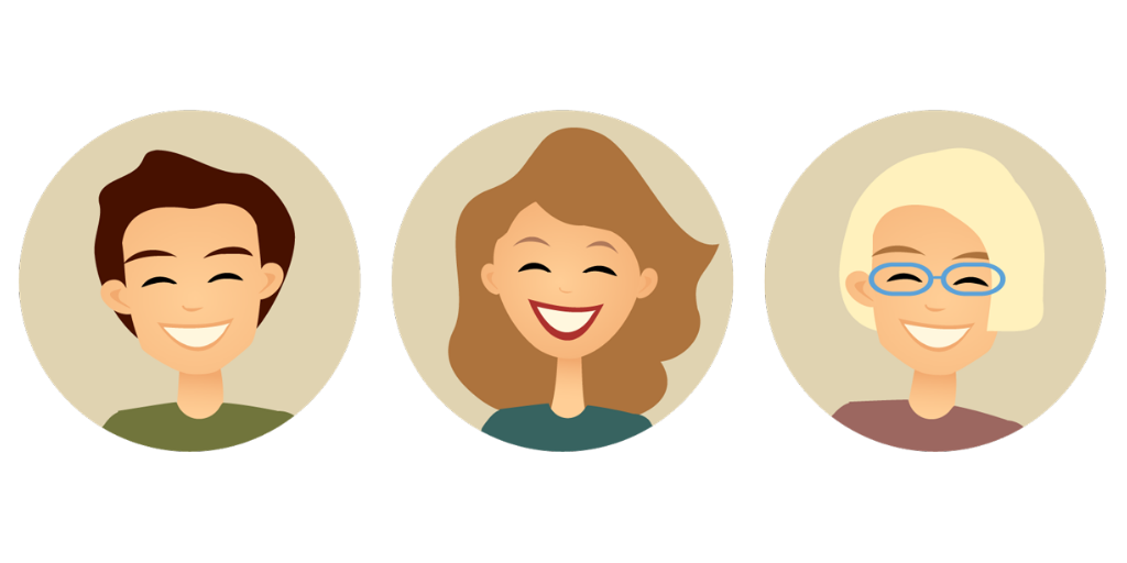 Graphic containing three cartoon people smiling in circles. Smile Education provides a service that gives teachers and school staff something to Smile about